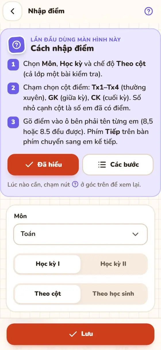 Thẻ gợi ý lần đầu