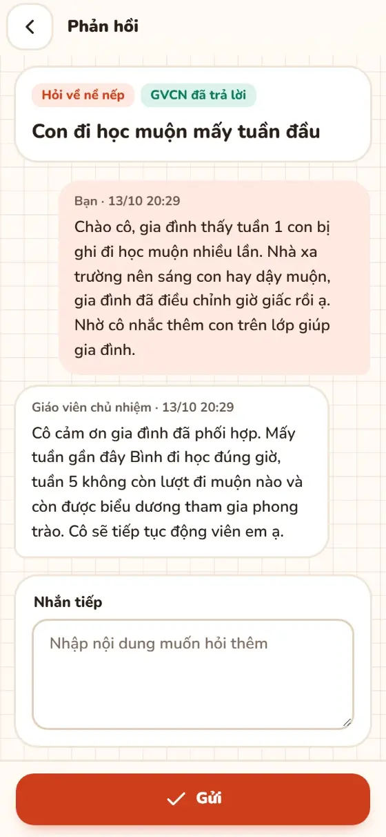 Cuộc trao đổi với giáo viên