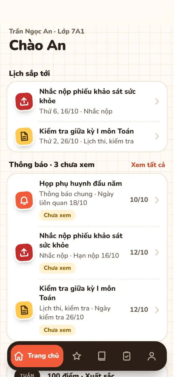 Trang chủ học sinh