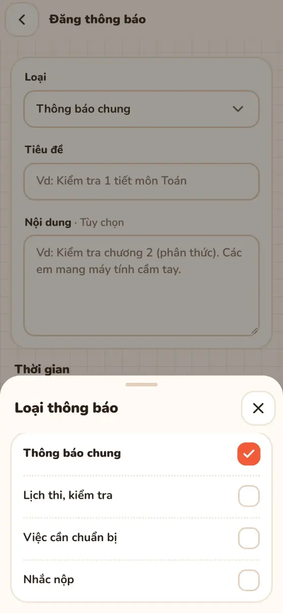 Bảng chọn một mục