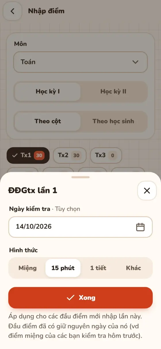 Ngày và hình thức kiểm tra