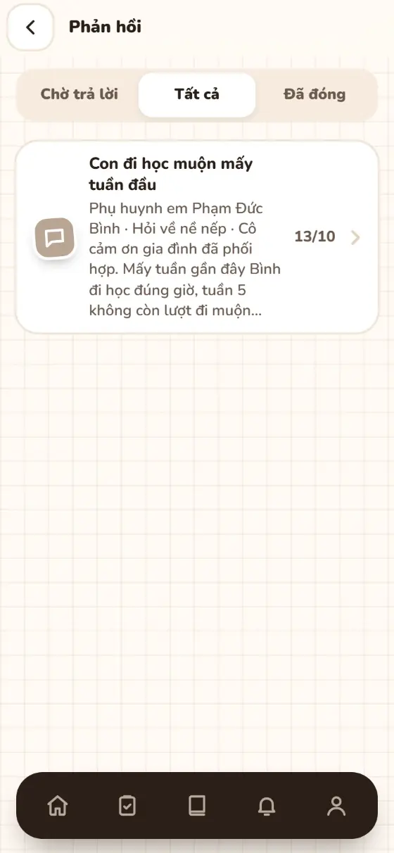 Danh sách phản hồi