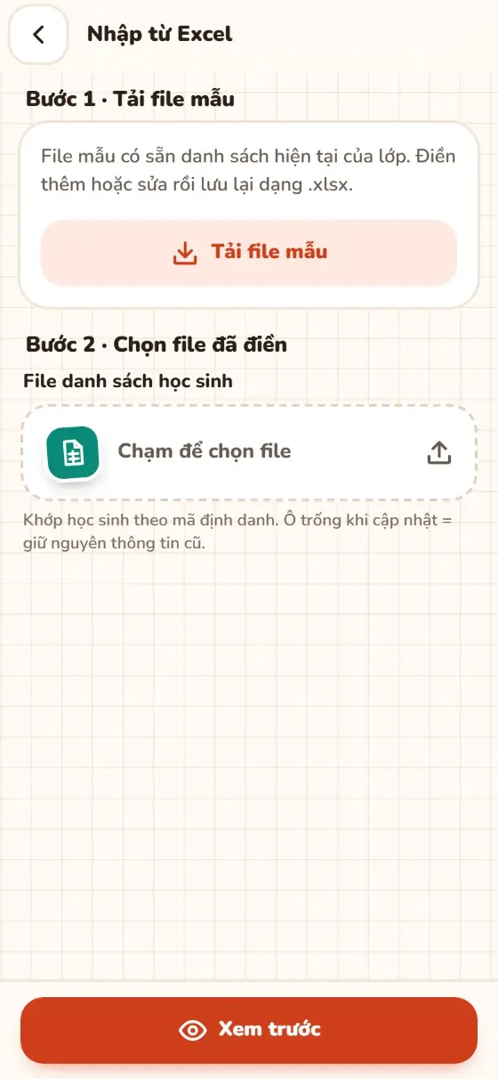 Nhập danh sách từ Excel