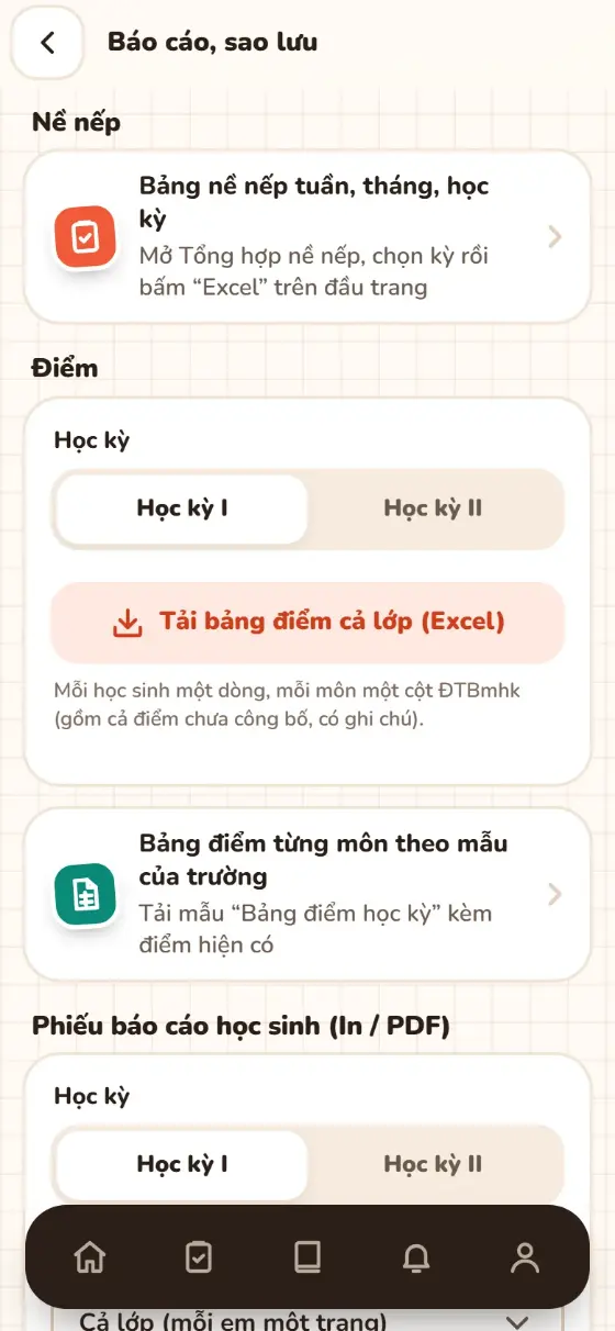 Báo cáo, sao lưu