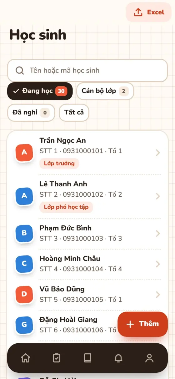 Danh sách học sinh